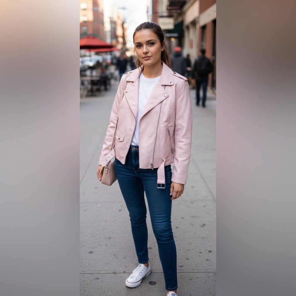 💗 Levi’s Pink Faux Leather Moto Jacket – Size 2X – NWOT PTP26/L24